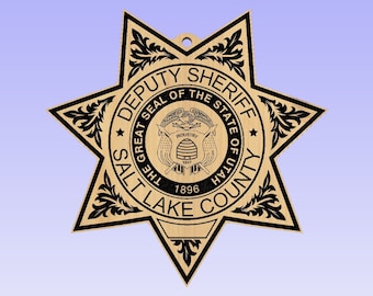 Personalized Salt Lake County UT Sheriffs Deputy Badge Ornament, Gift for Sheriffs Deputy, Police Officer, Police Badge Ornament