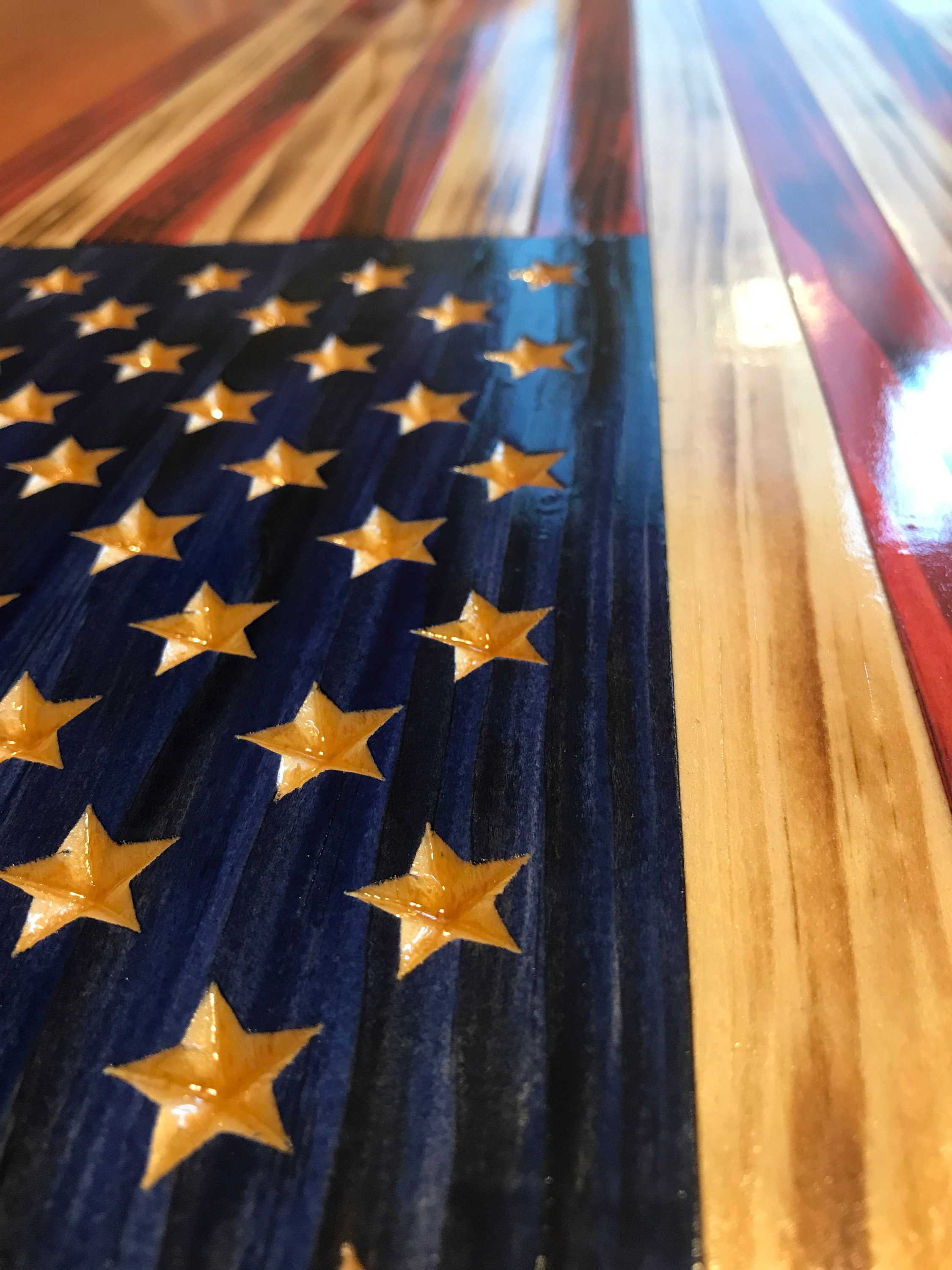 Rustic Burnt Wood American Flag Etsy