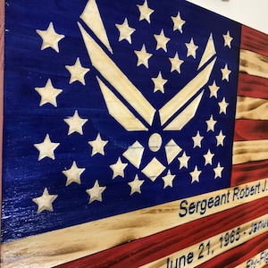 Rustic Burnt Wood  US Air Force American Flag