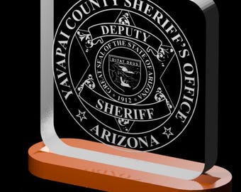 Yavapai County Sheriff Badge Lighted Plaque | LED Law Enforcement Decor | Custom Deputy Gift | Arizona Sheriff Office Tribute Sign
