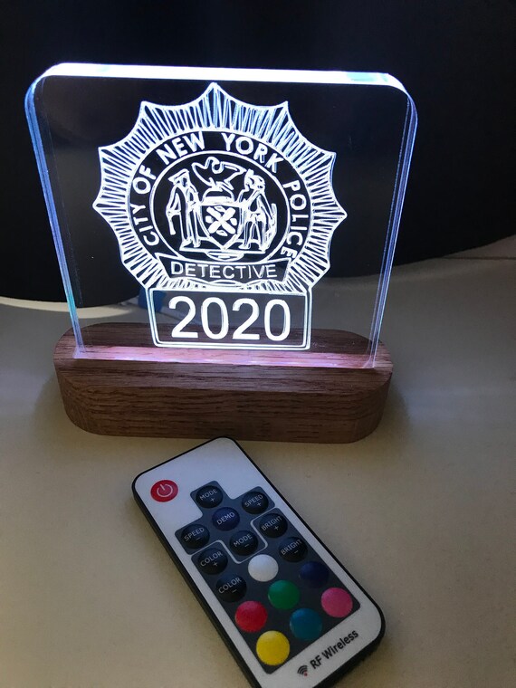 Nypd Detective Abzeichen Acryl Beleuchtete Plakette Etsy