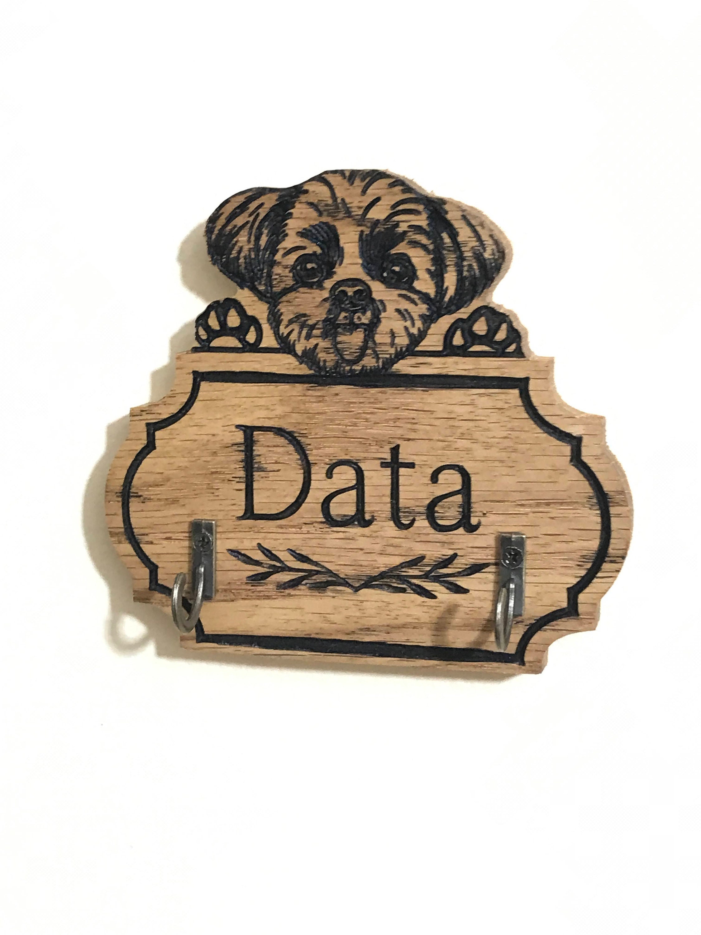 Personalized Shih Tzu Leash Holder Dog Leash Hanger Wood Dog Etsy