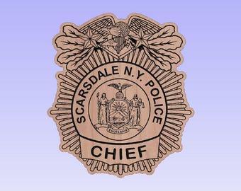 Wooden Scarsdale NY Police Chief Badge: Retirement Gift