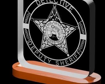 Polk County Sheriff Detective Badge Acrylic lighted plaque. Police Badge, Personalized Florida Badge Lighted Plaque, Police Gift