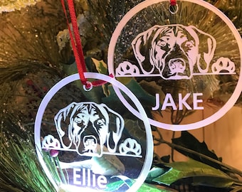 German Shorthaired Pointer Ornament, Custom Engraved Peeking GSP Dog,
