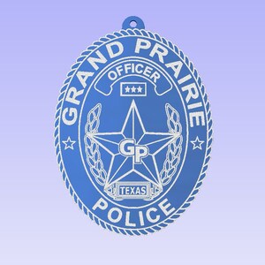 Grand Prairie Texas Police, Ornament, Gift for Grand Prairie Patrol Officer, Police Badge Christmas Ornament, Clear Acrylic Glass Ornament