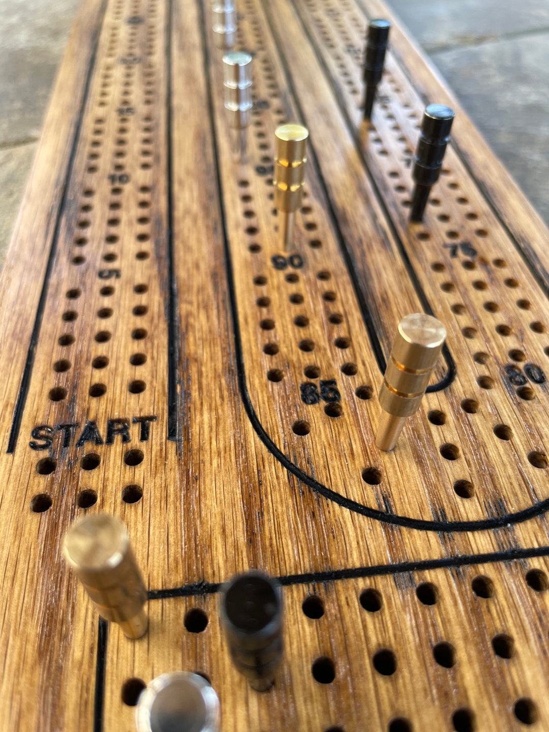 Solid Wood Cribbage Board Game Set - Includes Cards And Pegs, 2+ Players