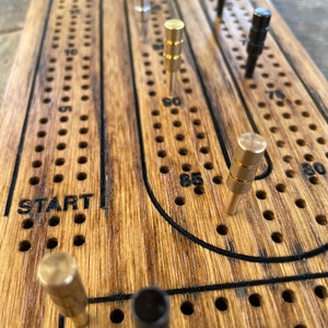 Tabla clásica de cuna de madera de roble macizo, portátil, tamaño de viaje, completa con clavijas de metal y naipes de bicicleta
