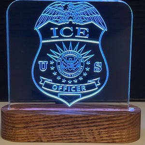 DHS ICE Polizei Abzeichen beleuchtete Acrylplakette.