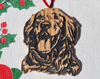 Golden Retriever Christmas Ornament, Custom Engraved Peeking Dog or Refrigerator Magnet