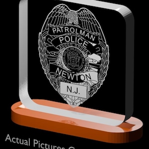 Insigne de police Newton NJ Plaque lumineuse en acrylique. Insigne de police, plaque lumineuse personnalisée insigne de police du NJ, cadeau police