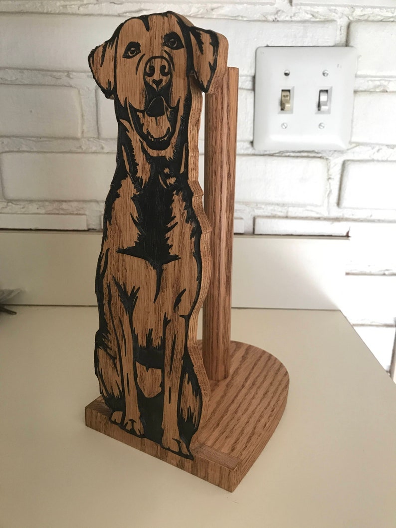 Labrador Paper Towel Holder Wood Standing Paper Towel or Etsy