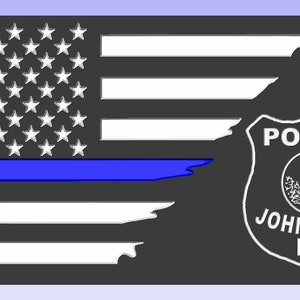 JOHNSTOWN NY Blue Line American Flag, Rustic Burnt Wood American Flag, Johnstown NY Patch