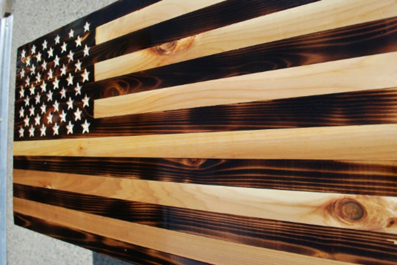 Rustic Burnt Wood American Flag Etsy