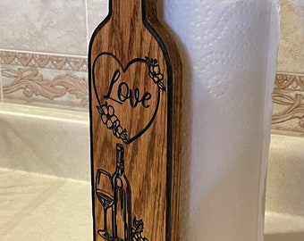 Rustic Personalized Paper Towel Holder- Solid oak Paper Towel Holder