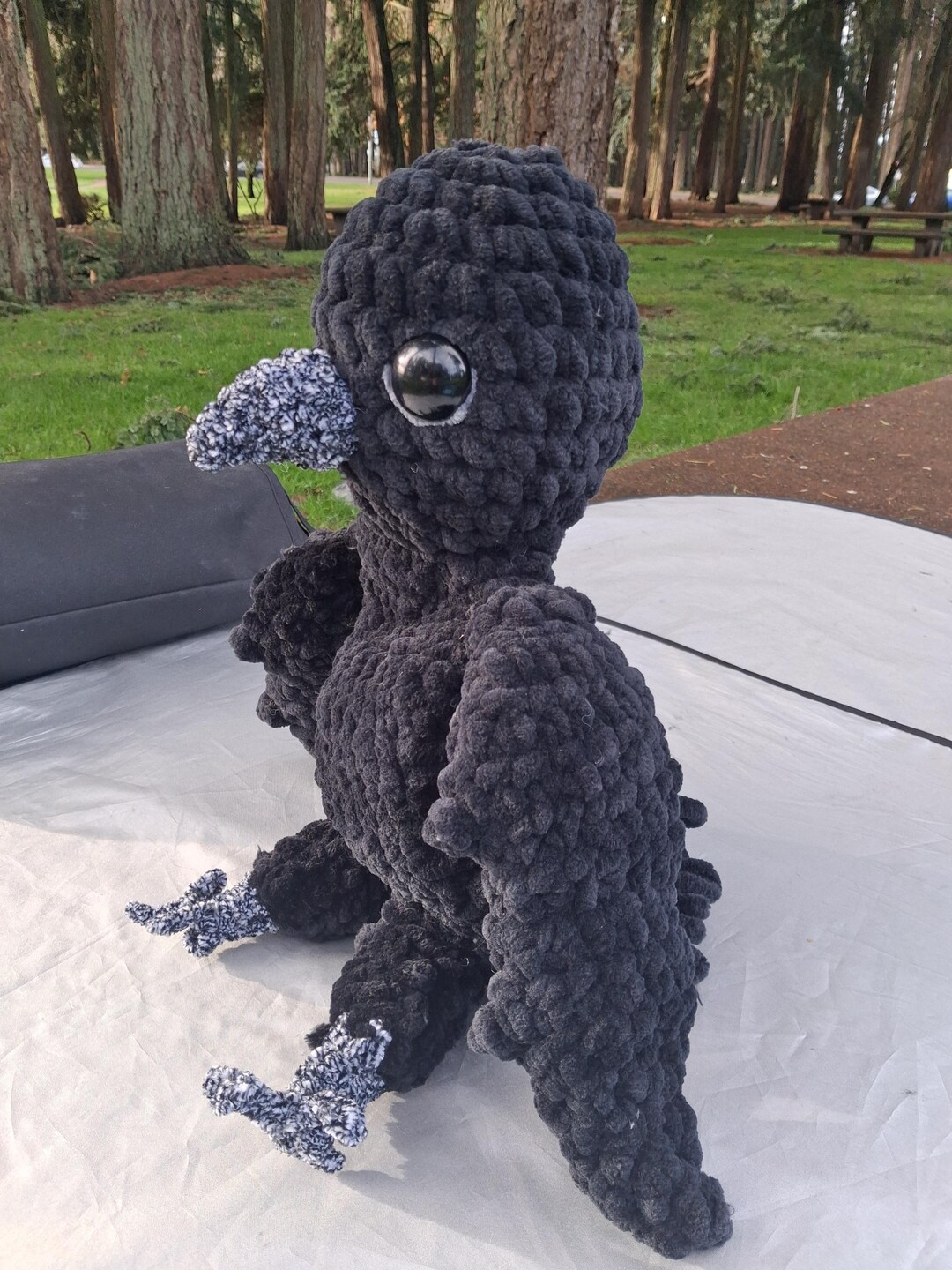 Large Crow Snuggler Plushy Handmade Crocheted Bird Cuddle Toy Sits ...