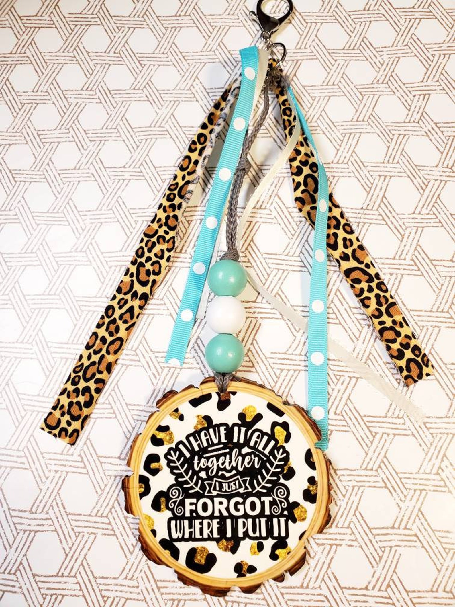 Bogg Bag Tag/charm Wood Slice Turquoise Leopard Etsy UK