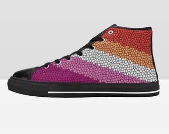 Lesbian Shoes | Lesbian Flag High Top Sneakers | Gay Pride Canvas Shoes | Lesbian Pride Kicks | lgbt lgbtq High tops