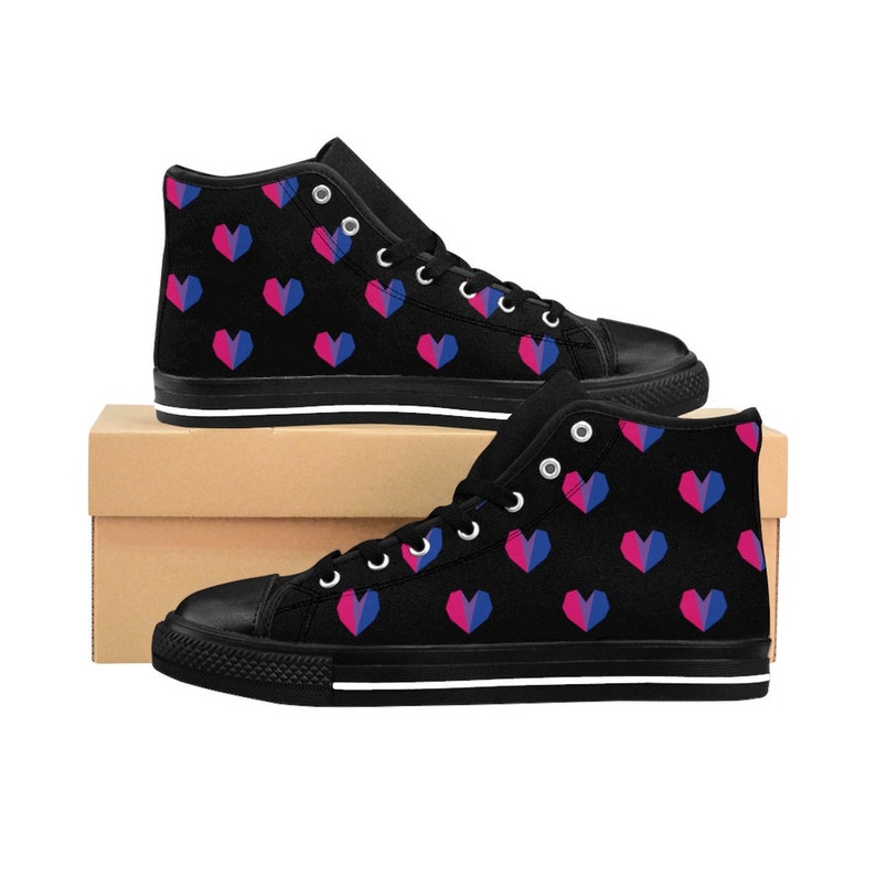 Bisexual Flag Geometrical Heart Pattern High Top Sneakers - Etsy