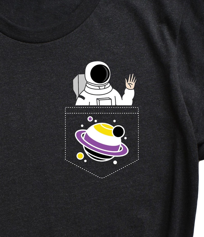 Funny Astronaut Non-Binary Pride Flag Space T-Shirt Saturn | Etsy