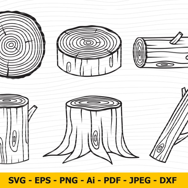 Tree stump Svg, Wood slice slab Svg, Tree trunk Svg, Wood logs svg, Tree ring Svg, Tree cut file, File for cricut, Tree Vector, Tree Clipart