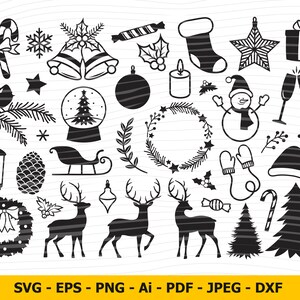 Christmas bundle SVG, Merry Christmas SVG, New Year Icons SVG, Christmas Svg, Reindeer Svg, Cut Files For Silhouette, Dxf, Png, Eps