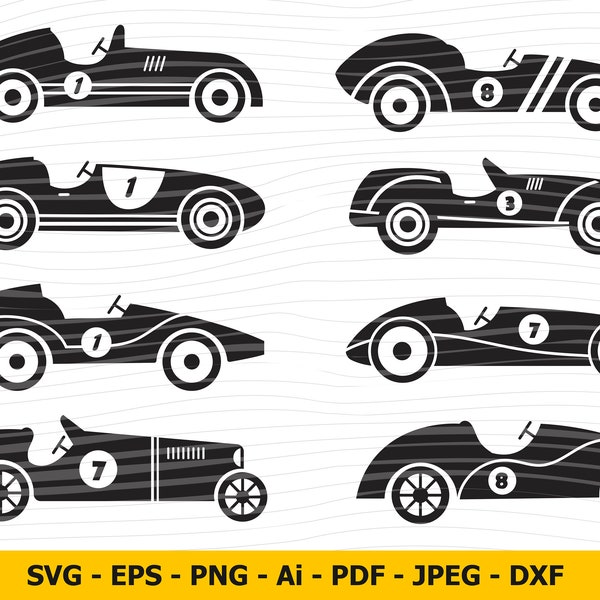 Retro cars SVG, Race cars SVG, Old cars SVG, Old race svg, Retro race cars bundle, Retro cars, Cars Cut Files For Silhouette, Dxf, Png, Eps