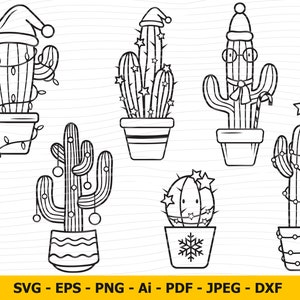 Kerst cactus SVG, Cactus SVG, Cactus bundel SVG, Cactus, Vrolijk Kerstfeest, Cactus Cut Files Voor Silhouet, Dxf, Png, Eps
