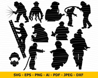 Firefighter SVG - Fireman SVG - cutting files for Cricut and Silhouette Cameo - Firefighter png clipart - Firefighter dxf vector files - eps
