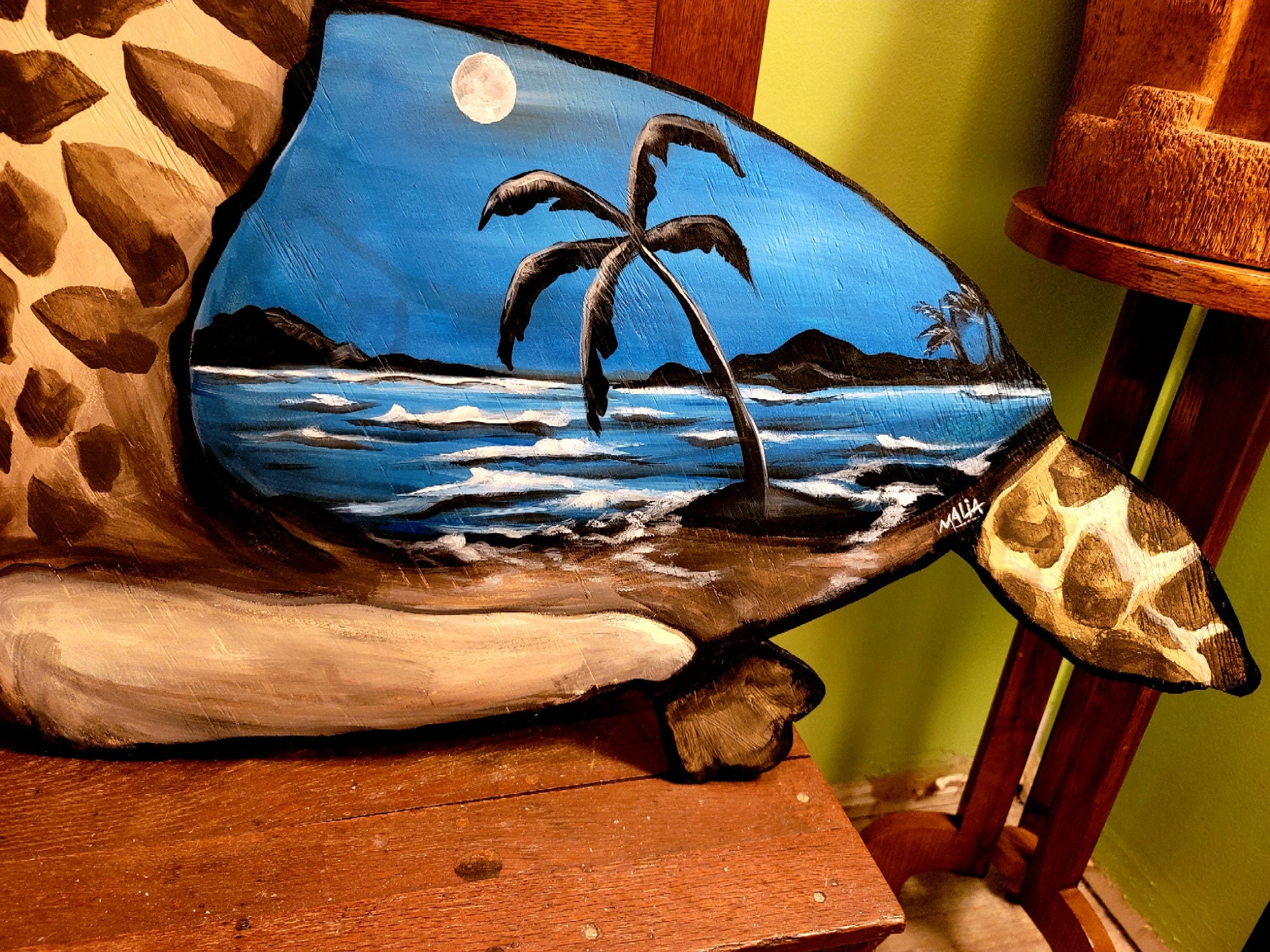 Sea Turtle Art Hand Painted Wood Mural - Etsy
