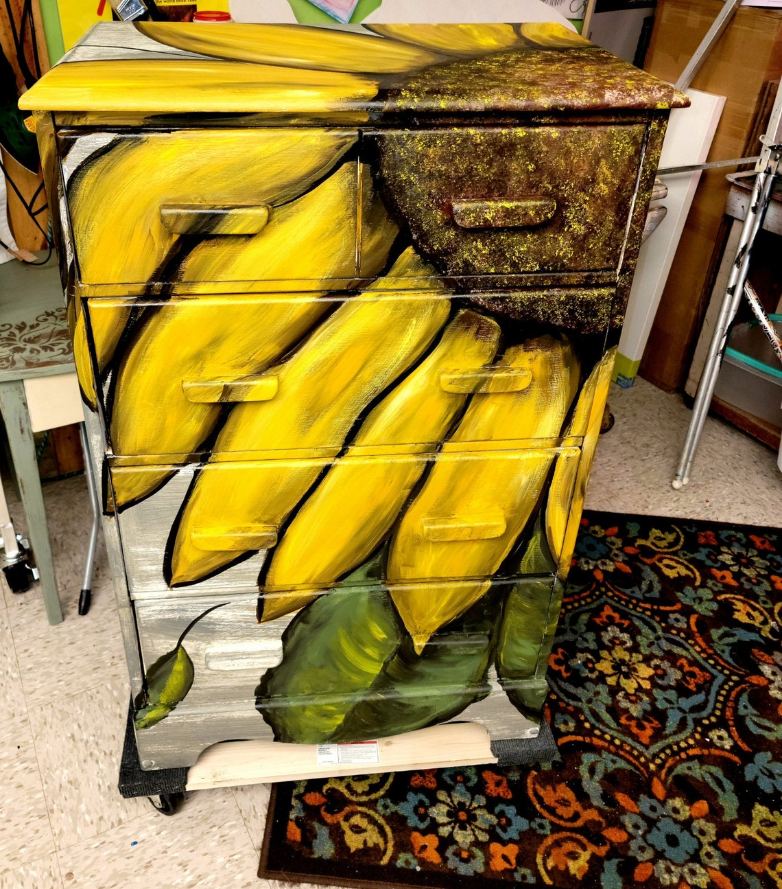Hand Painted Sunflower Dresser AWESOME ACCENT Etsy