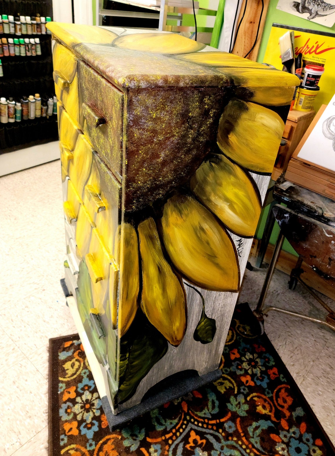 Hand Painted Sunflower Dresser AWESOME ACCENT Etsy