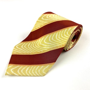 90s Giorgio Armani Silk Tie Vintage Men&#39;s Yellow & Red Striped Necktie Retro Cravate