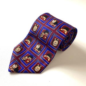 90s Dennis the Menace Vintage Men&#39;s Novelty Tie (1993) Purple Red Cartoon Print Necktie Made in Korea Cravate