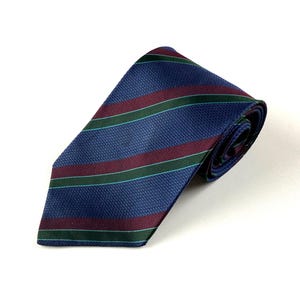 80s Giorgio Armani Silk Tie Vintage Men&#39;s Diagonal Stripe Navy Blue Necktie Retro Made in Italy Cravate
