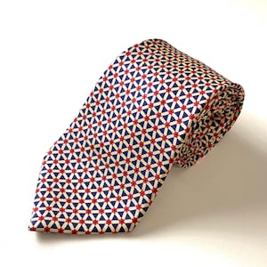 90s Cerutti 1881 Silk Tie Vintage Men&#39;s Geometric Necktie Retro Made in France Cravate Multicolor