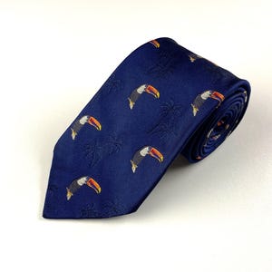 90s Polo by Ralph Lauren Silk Tie Vintage Men's Blue Birds Pelican Pattern Necktie Retro Made by Hand in Germany Cravate