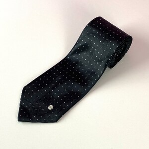 Versace Silk Tie Blue Navy Dotted Squares - Tie Deals