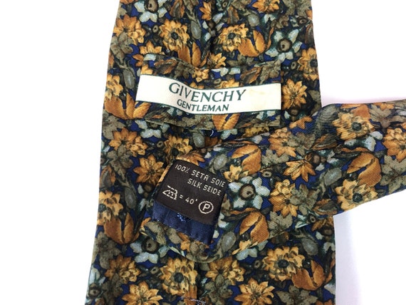 Givenchy Cravate Vintage Green and Yellow Floral … - image 5