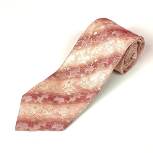Kenzo Homme Cravate Vintage Floral Pink Necktie Retro Striped Silk Tie