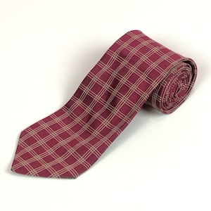 Canali Cravate Vintage Men&#39;s Red Plaid Necktie Retro Silk Tie