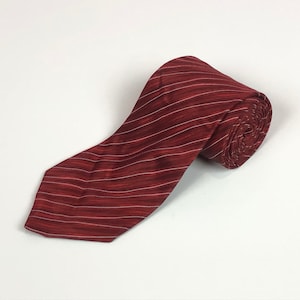 Lanvin Cravate Vintage Red Striped Necktie Retro Silk Tie