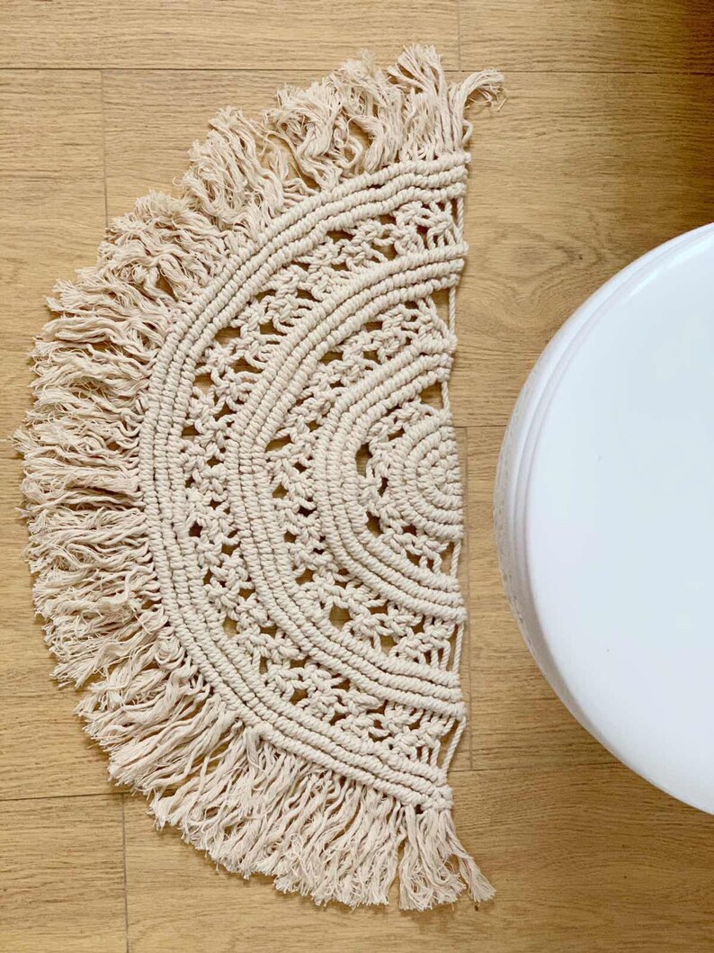 Macrame bathroommat. boho rug Cotton Mat Bedside rug Etsy