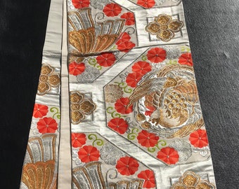 【メール便不可】 Sash, Obi/kimono Japanese Silver and Orange Bckgrnd, その他