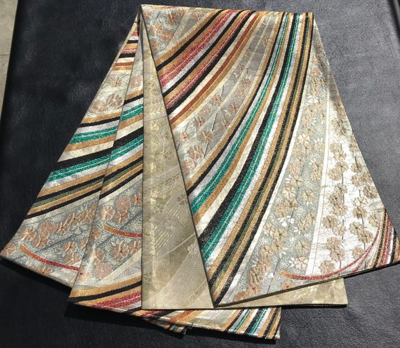 Sparkling Japanese obi/kimono sash in metallics, … - image 3