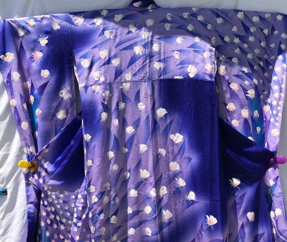 Japan kimono, speckled purple, lavend & blue, pri… - image 8