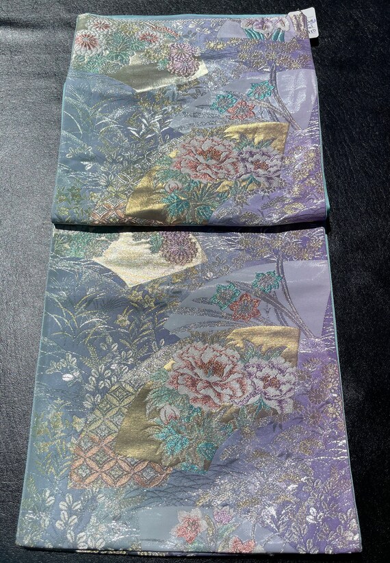 Sparkling Japanese pastel blue & lavender obi/kimo