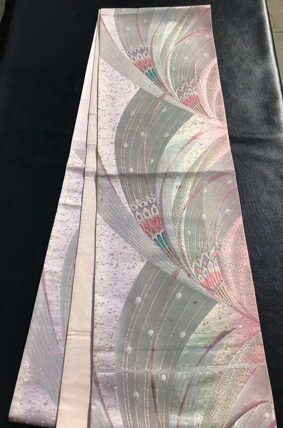 Sparkling Japanese obi/kimono sash; shimmering me… - image 5