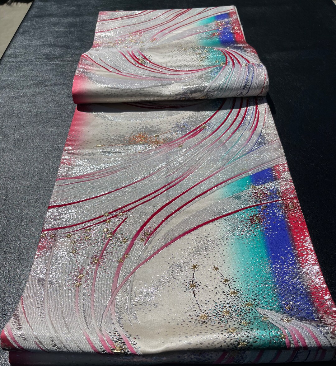Sparkling Japanese Obi/kimono Sash, Woven Arcs & Abstracts in Several ...