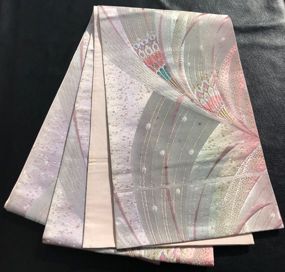 Sparkling Japanese obi/kimono sash; shimmering me… - image 3